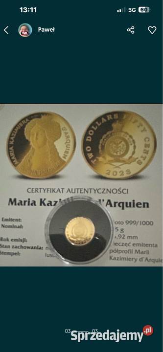 Złota moneta z serii słynne polskie królowe Kolekcje