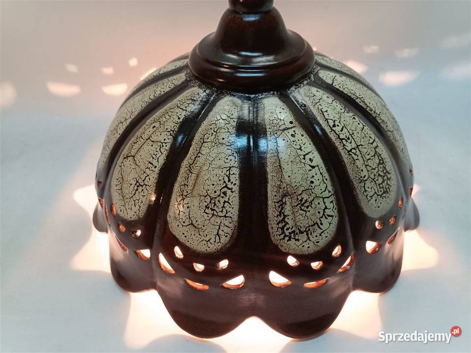 Porcelitowa lampa wisząca tykwa fat lava z lat Tarnobrzeg