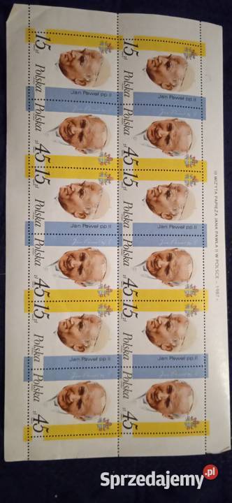 Znaczki Jan Paweł 2 1987r Świdnica sprzedam