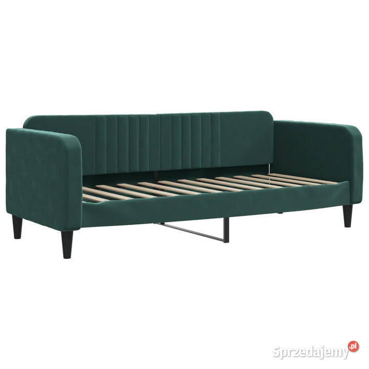 Sofa z funkcją spania ciemnozielona obita 75cm