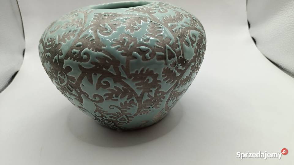 Wazon ceramiczny ornamentowy częściowo lubelskie Zamość