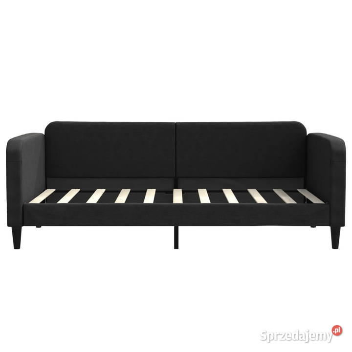 Sofa z funkcją spania czarna obita tkaniną mazowieckie