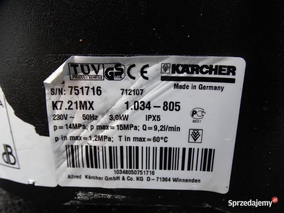 Karcher K 721 MX mosiężna pompa 720 MX 140 bar Radom