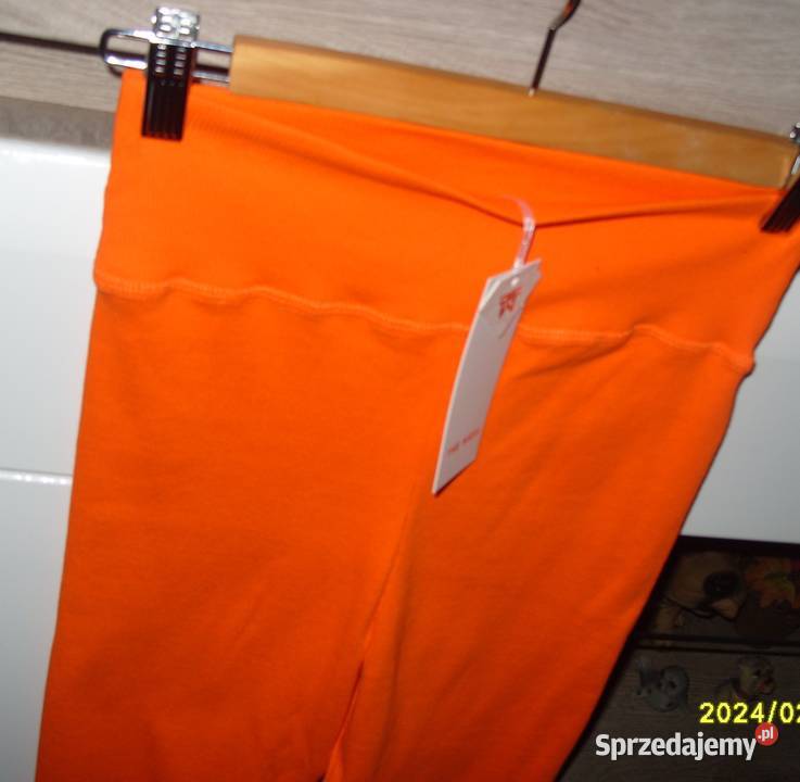 legginsy prążkowane Neonowy pomarańcz r M NOWE Inny materiał Spodnie Spodnie