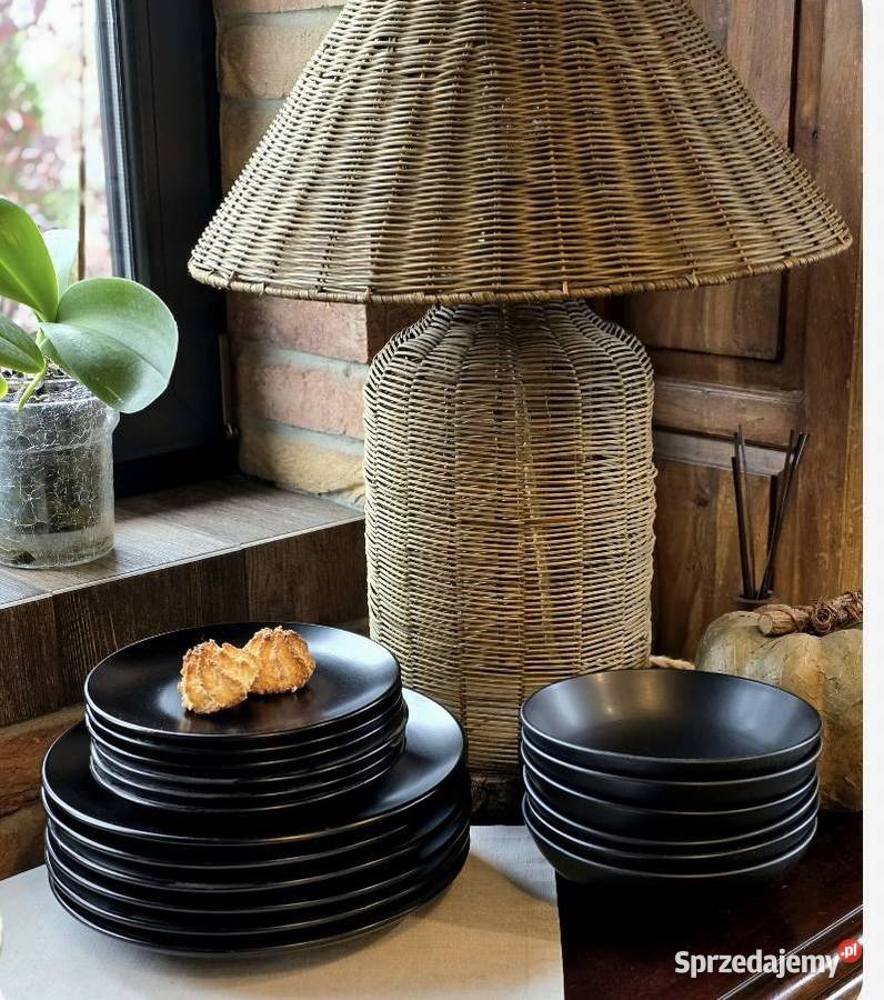 Promocja 139 Zestaw 18 sztuk talerzy czarny mat śląskie Zabrze
