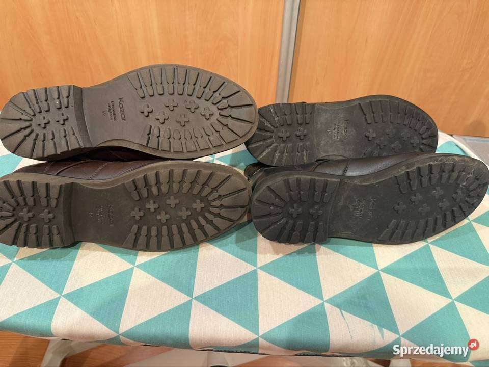 Kazar męskie skórzane buty ocieplane z cholewka