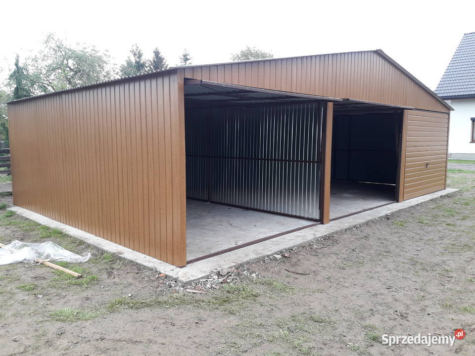 Garaż Blaszany 6x5m Dwie Bramy Uchylne Ciemny Zakopane