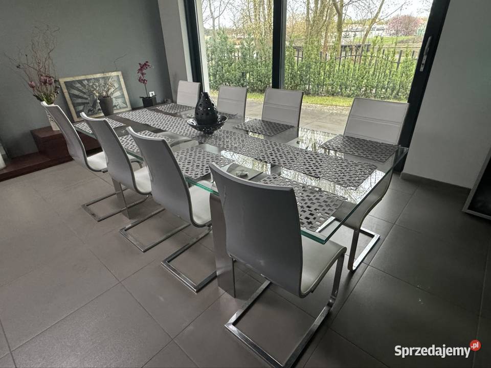 Luksusowy Stół szklany z nogami z nierdzewnymi 120cm Bydgoszcz