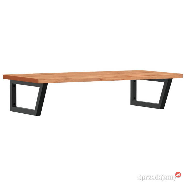 Półka ścienna pod umywalkę stal i lite drewno