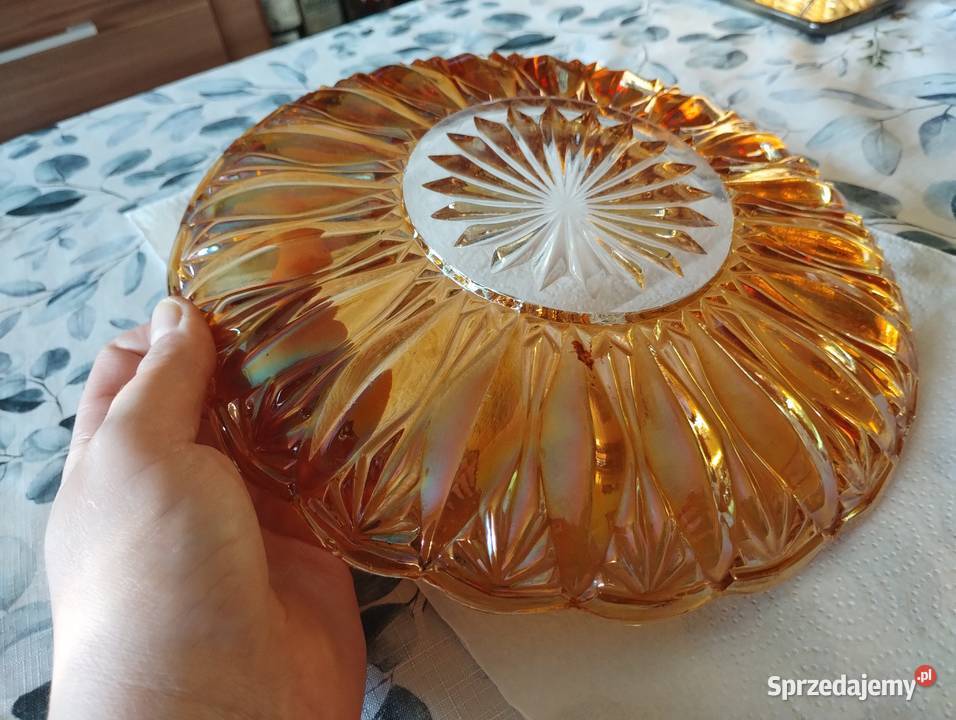 PRL patera carnival glass iryzowana art deco Łódź