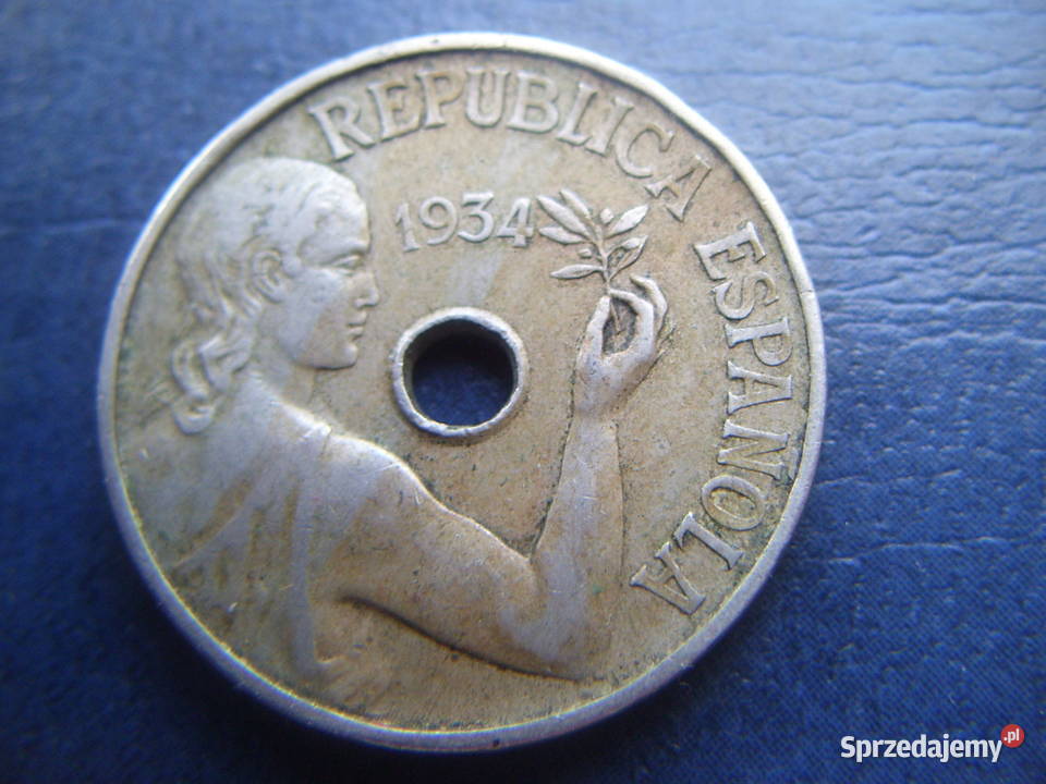 Stare monety 25 centym 1934 Hiszpania Numizmatyka Lesko