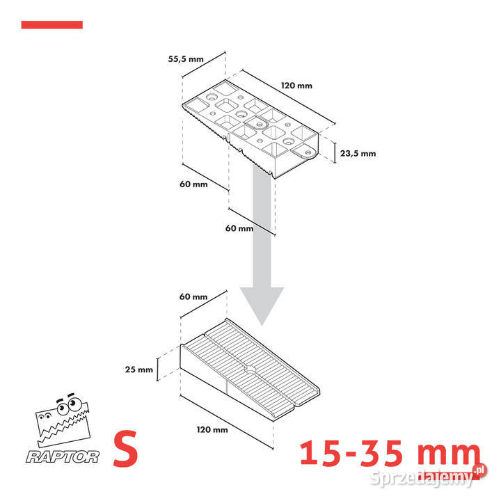 Wspornik tarasowy klinowy 1535 mm do legarów