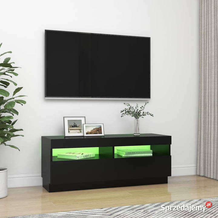 Szafka pod TV z oświetleniem LED czarna Warszawa