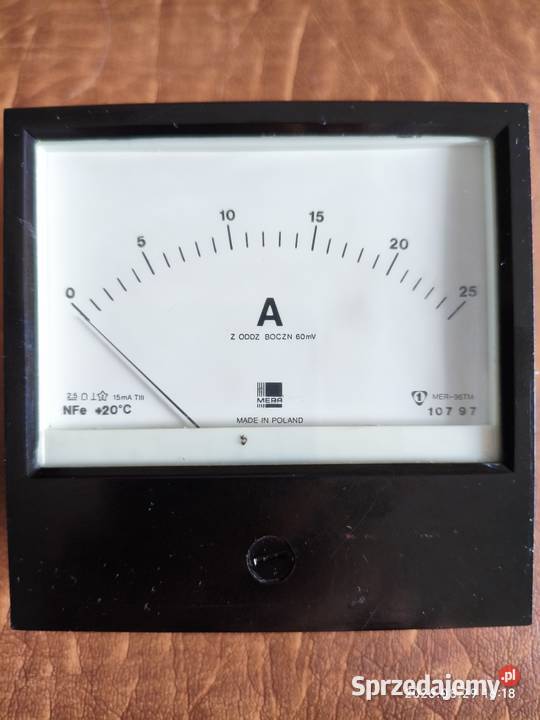 Amperomierz tablicowy MERA MER96TM 025A NFe PRL lubelskie Lublin