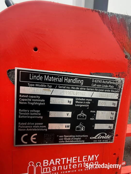 Paleciak elektryczny wózek paletowy LINDE MM10i Działoszyn