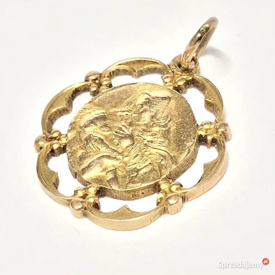 Złoty MEDALIK wisiorek 14K Matka Boska BOZIA 2 Warszawa