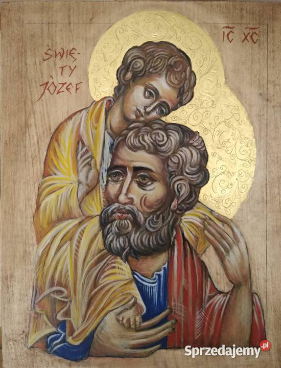 Ikona Pisana Święty Józef z Jezusem 20x25x3 zachodniopomorskie Szczecin