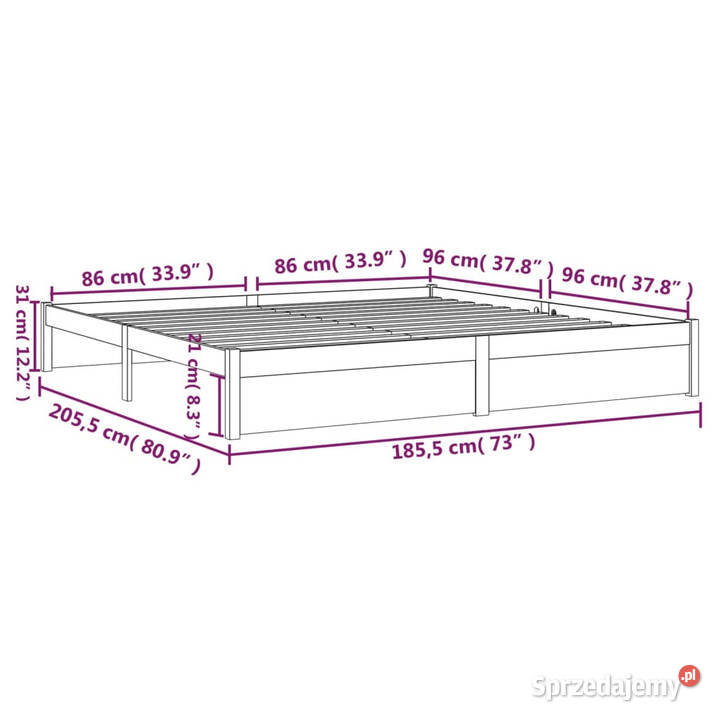 Rama łóżka biała lite drewno 180x200 WM814965 205cm Warszawa sprzedam