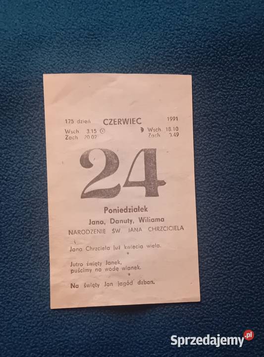 Kartka z kalendarza ściennego zdzieraka 24 Koźminek