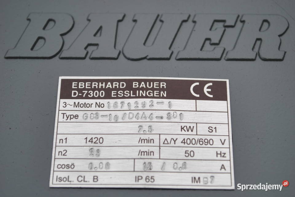 Motoreduktor 75kw 23obrmin Firmy BAUER Kargowa