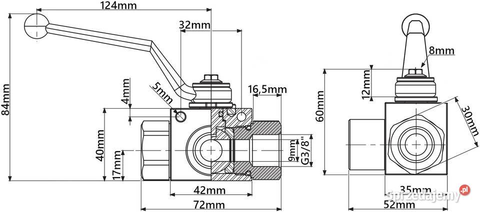 ZAWÓR HYDRAULICZNY RĘCZNY KULOWY 3 DROGOWY 38