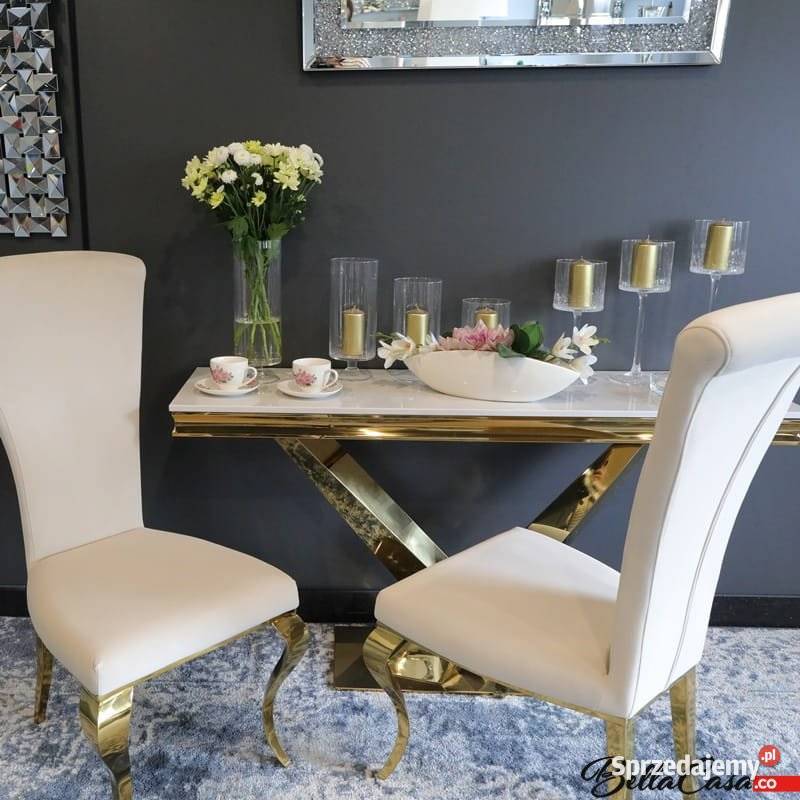 Krzesła glamour Ottavio Złote Gold Tapicerowane Warszawa