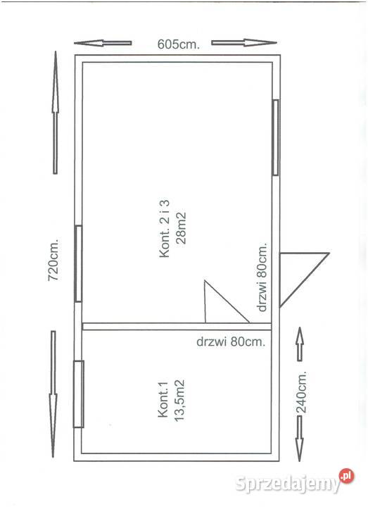 ZESTAW KONTENEROWY BIUROWY 43m2 wym 605x720 Somianka-Parcele sprzedam