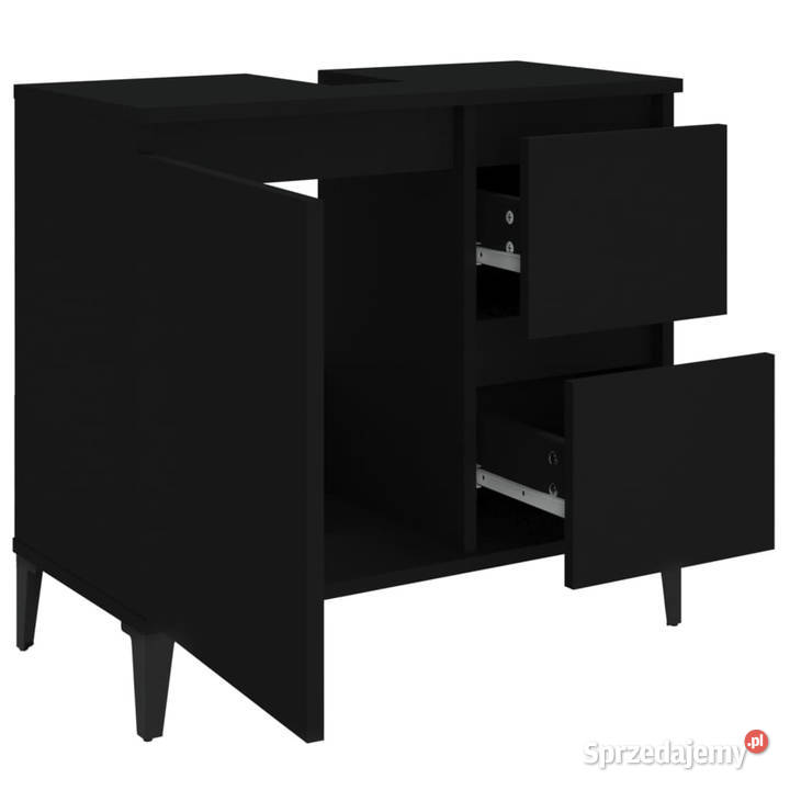 Szafka łazienkowa czarna 65x33x60 materiał