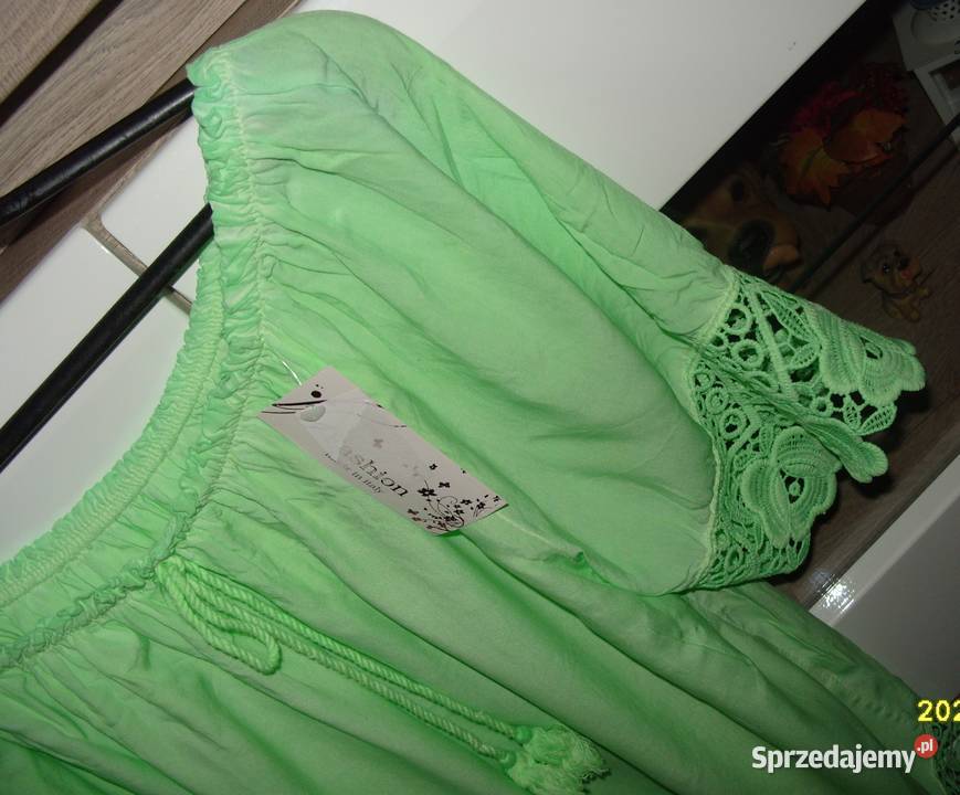 Neonowa Hiszpanka Hafty Nowa Fashion LXL krótki Rawicz sprzedam