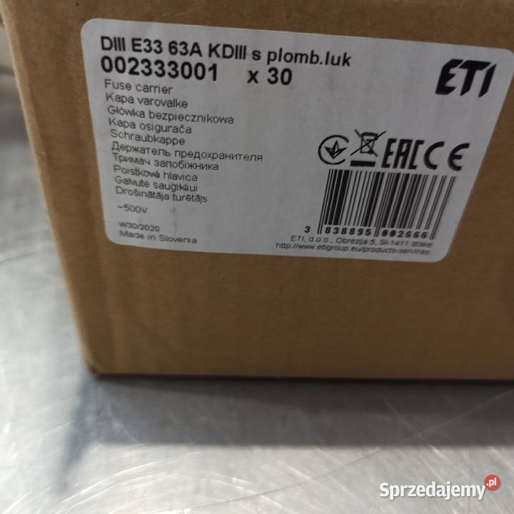 Główka bezpiecznikowa K DIII E33 63A 002333001 Gliwice