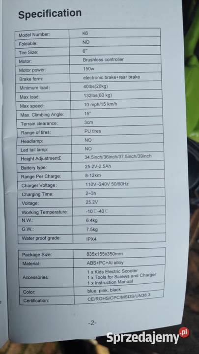 Scoothop eletryczna hulajnoga k6 Książ Wielkopolski