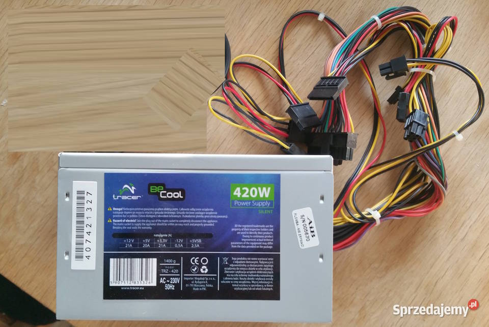Sprawny zasilacz 420W Tracer BeCool kabel Żyrardów