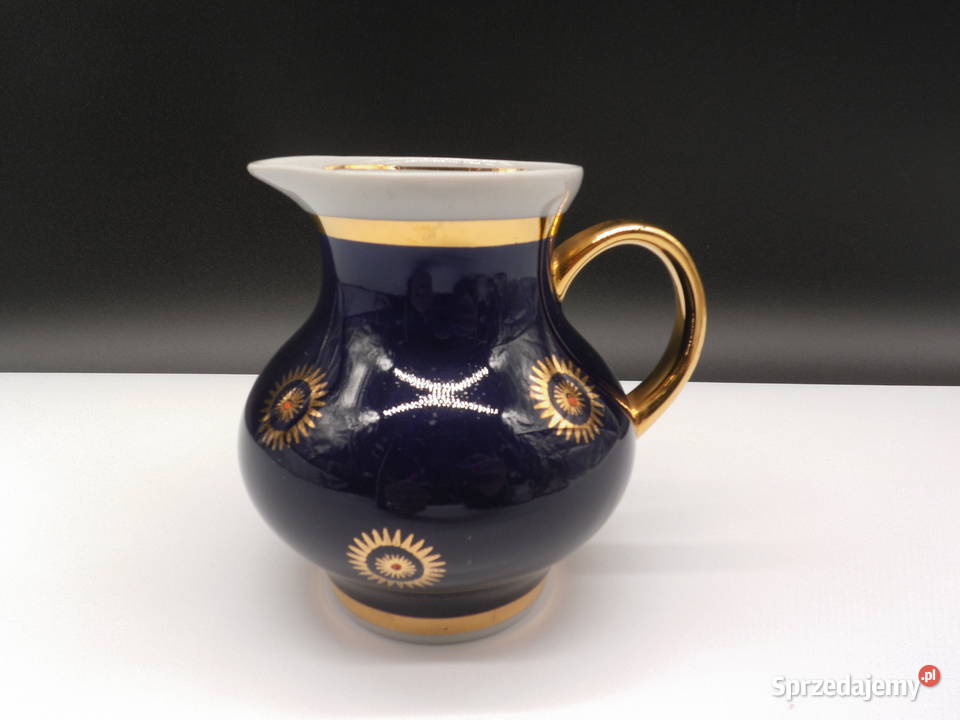 Porcelanowy mlecznik Dowbysz Kobalt złocenie Raszków