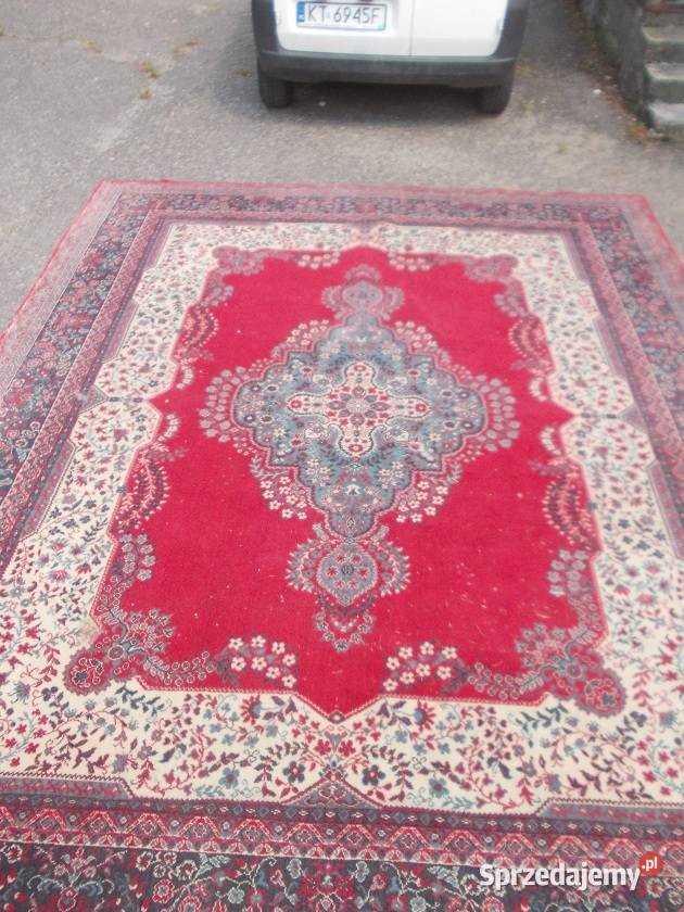 Stary duży dywan tkany 400 x 300 wełniany
