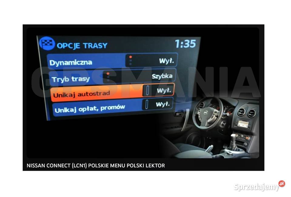 Polskie Menu Nissan Connect LCN1 Polski Język łódzkie Aleksandrów Łódzki