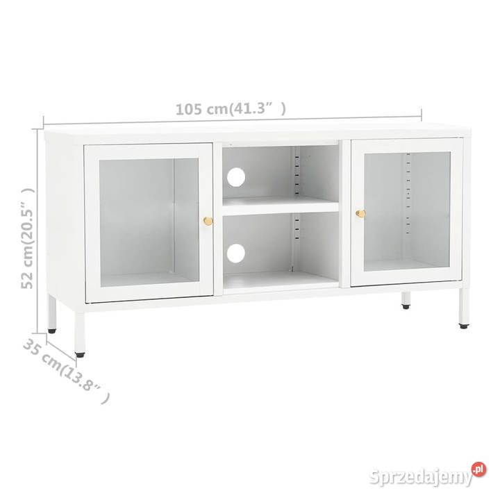 Szafka pod telewizor biała 105x35x52 stal i RTV Warszawa