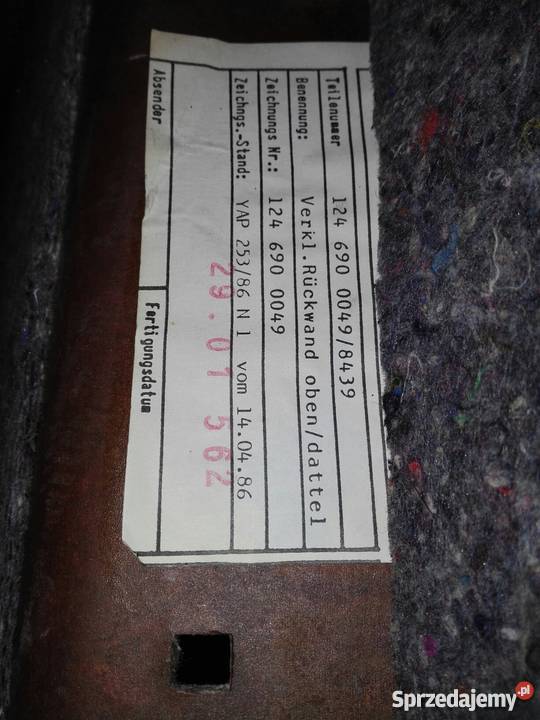 Mercedes W124 półka tylna kremowa pod zagłówki półki tylne Wyposażenie wnętrza Skarżysko-Kamienna