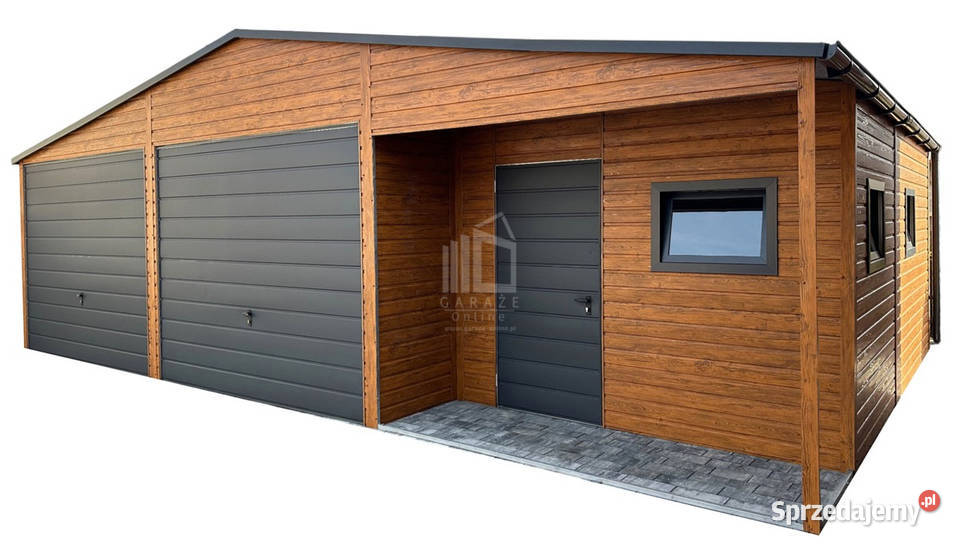 Garaż blaszany 95x6m wnęka 2x brama uchylna Olsztyn