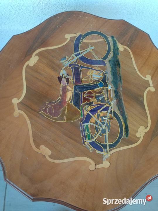 Stolik intarsja stoliczek ozdobny drewniany