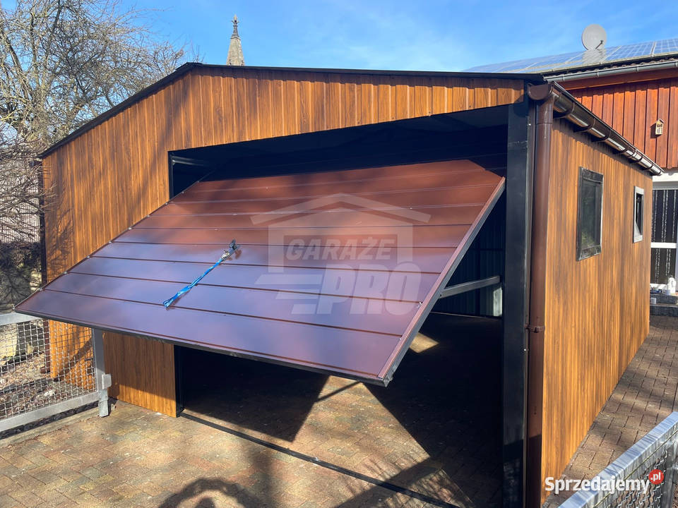 Garaż blaszany 55x6 2x Brama drzwi 2x okno rynny Nowy Tomyśl