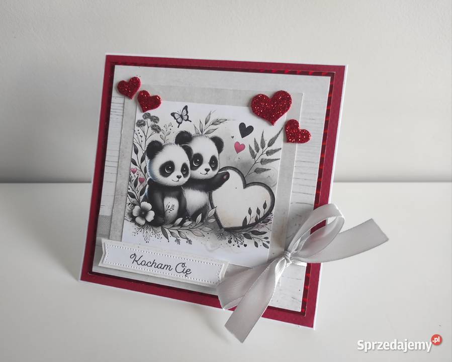 Kartka ręcznie robiona na walentynki Kocham Cię Łódź