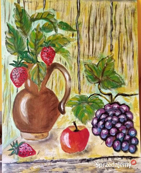 Martwa natura obraz ręcznie malowany akrylami małopolskie Piwniczna-Zdrój