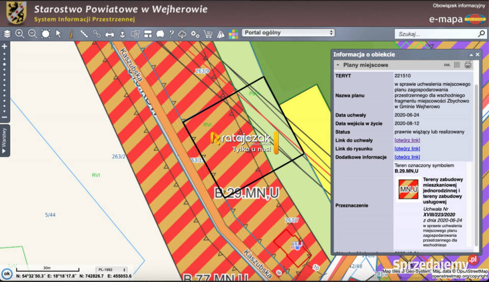 sprzedaży gruntu Zbychowo Kaszubska 1911m2 sprzedam