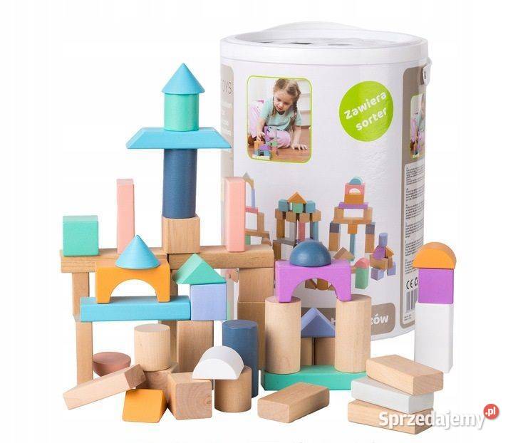 Drewniane klocki 100 wiaderko sorter Ecotoys Bielsk Podlaski sprzedam