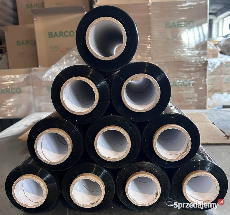 Folia stretch strecz czarna dużo folii cienka Trzebnica