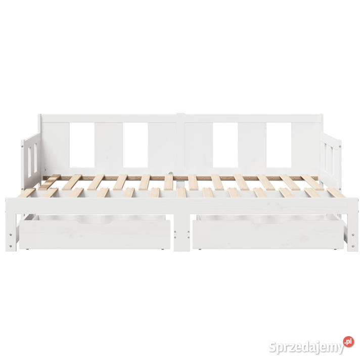 Sofa rozsuwana z szufladami bez materaca białe 160cm Warszawa
