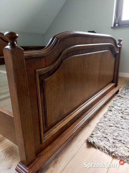 Zestaw mebli z litego dębu łóżko 140x200 szafki Tokarnia