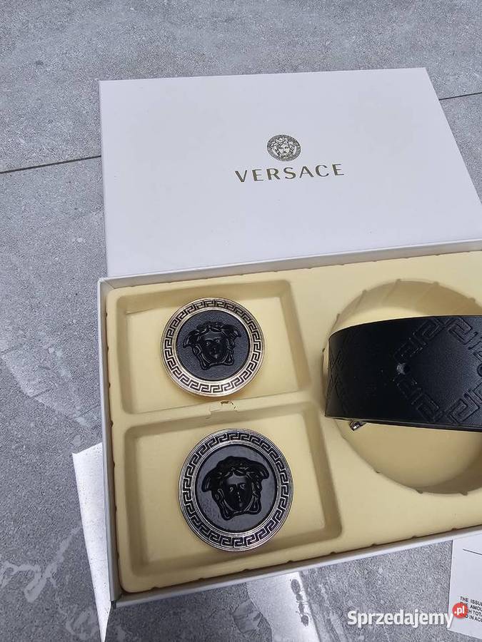 Versace pasek 2 klamry skóra