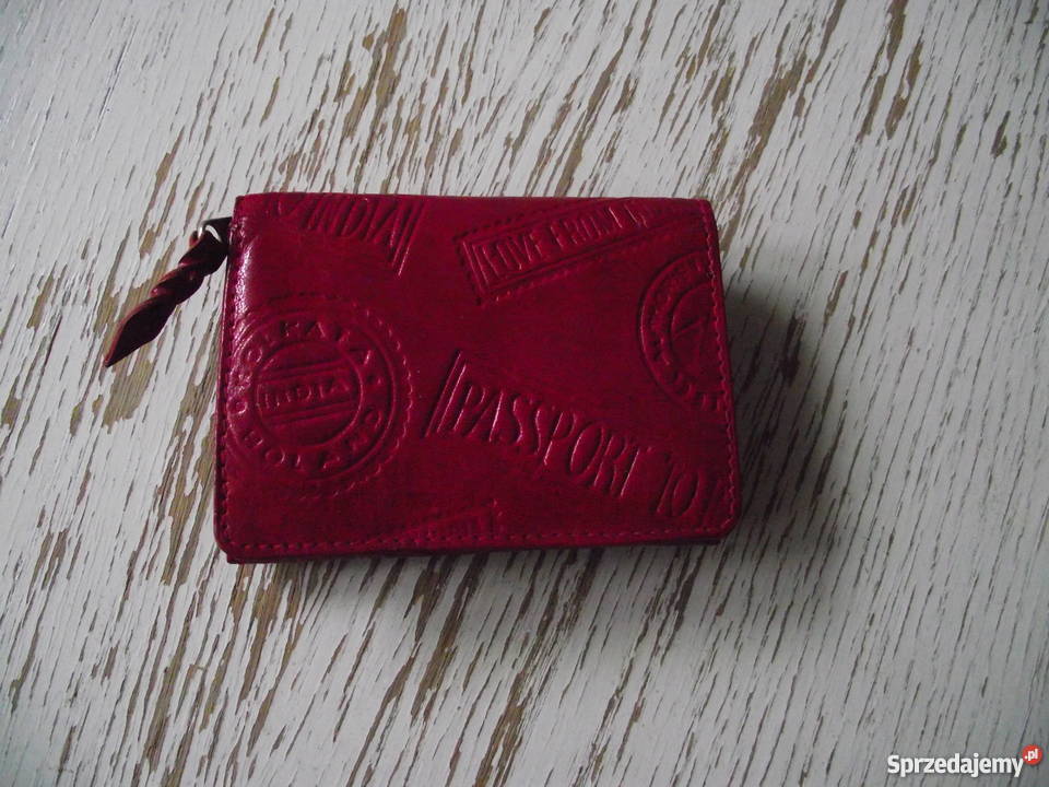 INDYJSKI CZERWONY PORTFEL ZE SKÓRY NATURALNEJ Piła