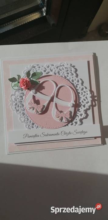 Kartka w pudełku z okazji chrztu dziewczynki śląskie Strzebiń